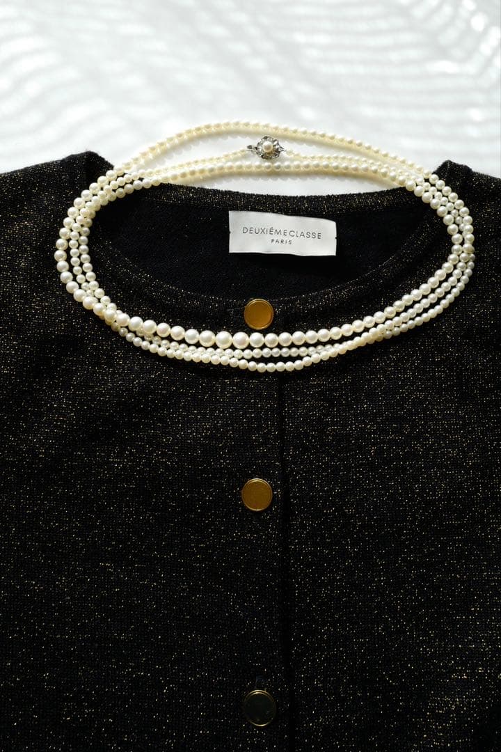 New Akoya Pearl baby ultra long necklace with ivory pearls 7.4-3.4mm on silver chain 131cm length