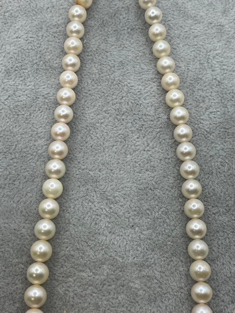 Akoya pearl silver necklace featuring 7mm genuine pearls on a 40cm silver chain