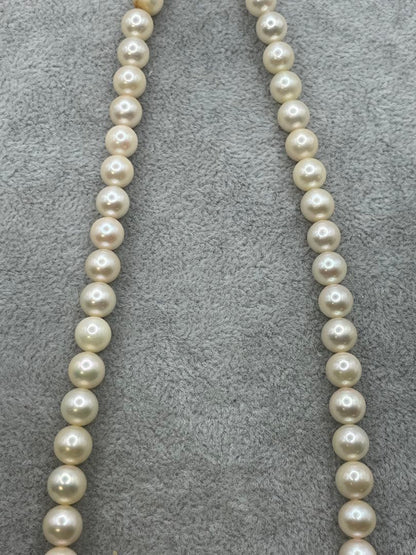Akoya pearl silver necklace featuring 7mm genuine pearls on a 40cm silver chain