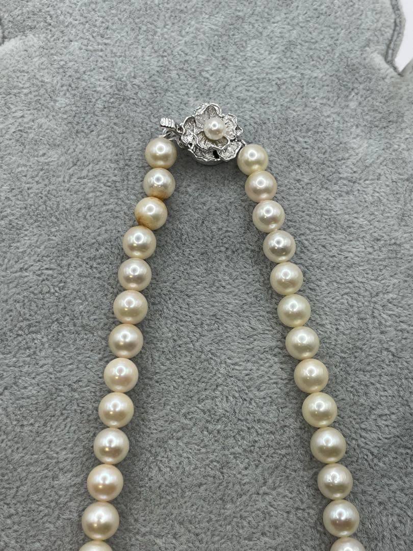 Akoya pearl silver necklace featuring 7mm genuine pearls on a 40cm silver chain