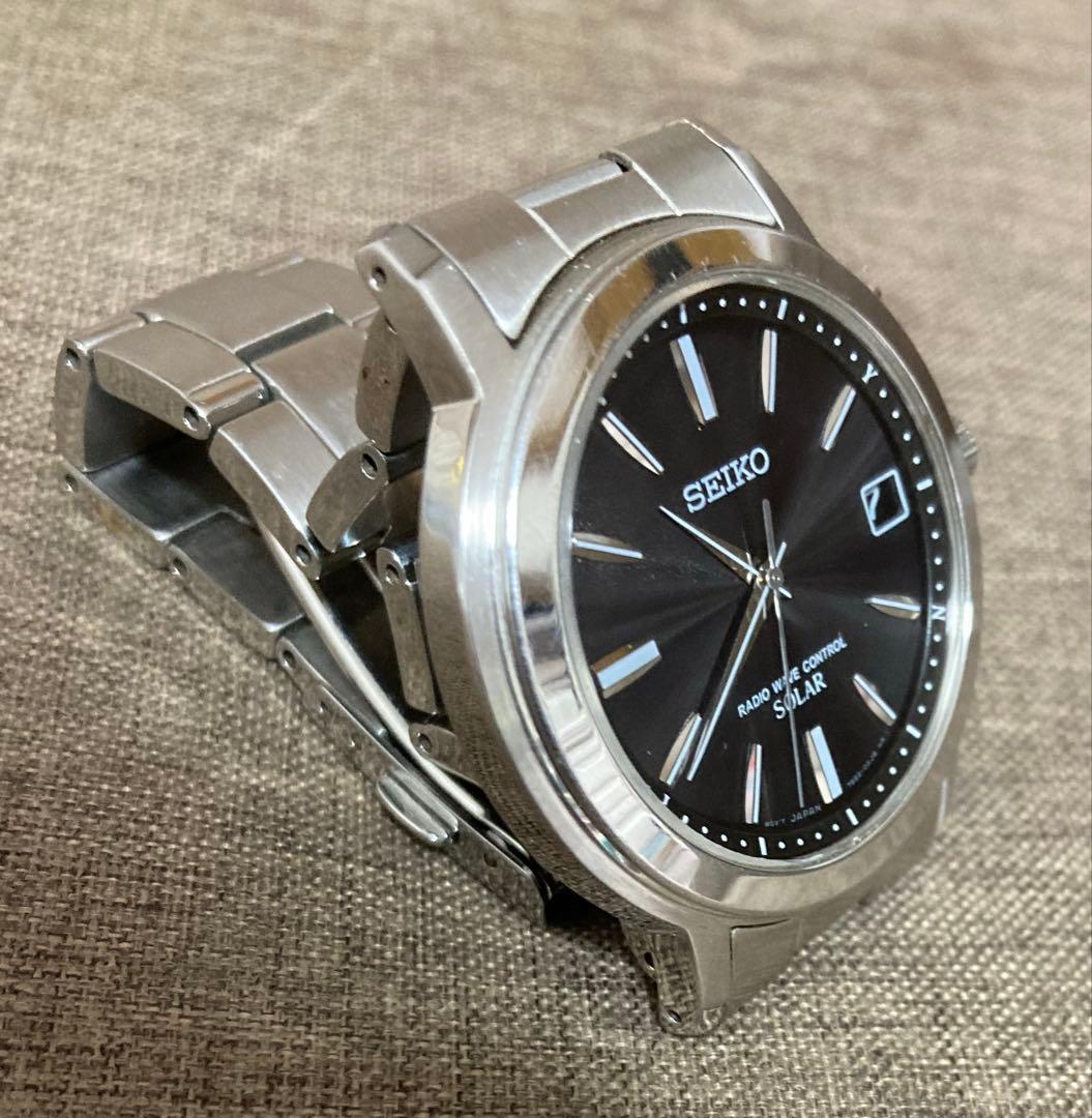 SEIKO 電波ソーラー シルバー針} Solar Men's Watch — Japanese
