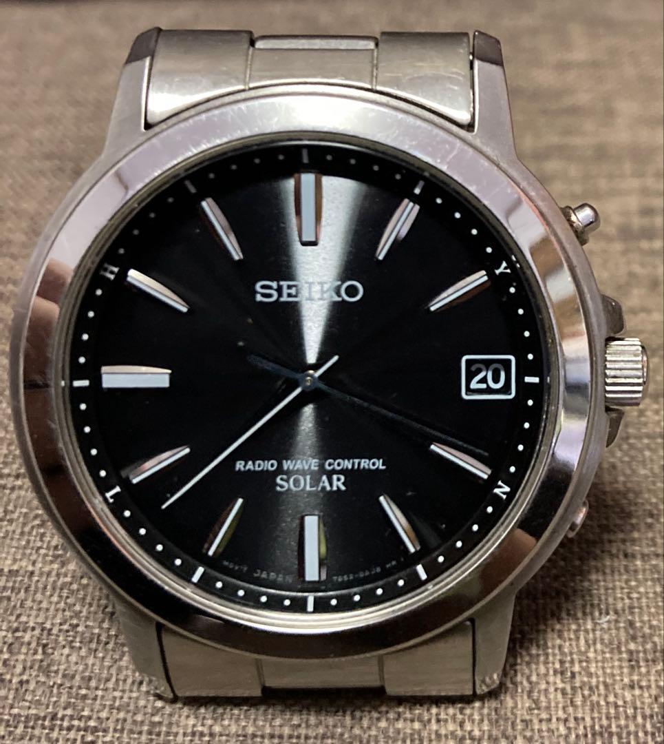 SEIKO 電波ソーラー シルバー針} Solar Men's Watch — Japanese