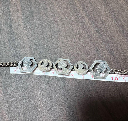 Agete silver coin motif necklace with antique finish and gold plating on adjustable 40-50cm chain