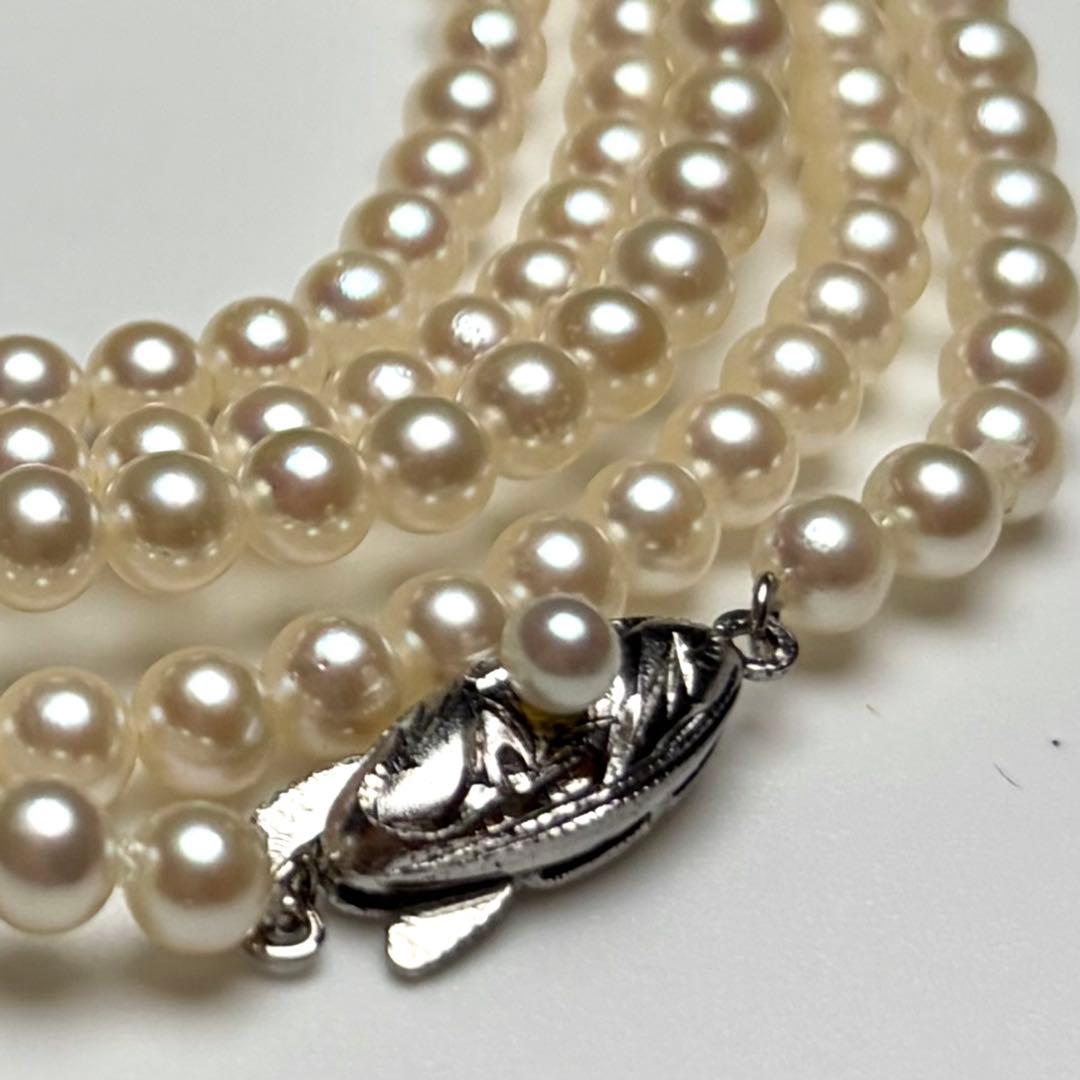 Oyster pearl long necklace 105cm with 2 strands of white Akoya baby pearls and silver clasp