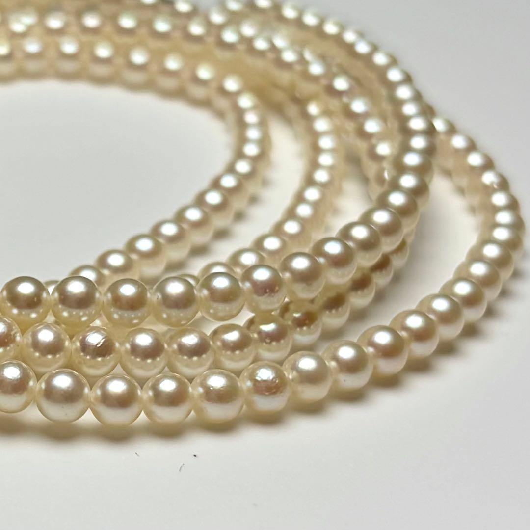 Oyster pearl long necklace 105cm with 2 strands of white Akoya baby pearls and silver clasp