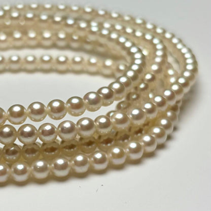 Oyster pearl long necklace 105cm with 2 strands of white Akoya baby pearls and silver clasp
