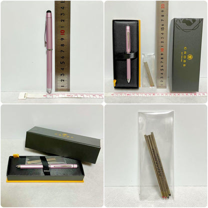 新品 CROSS TECH3+ Pink multi-function pen with black and red ballpoint tips, mechanical pencil, and stylus