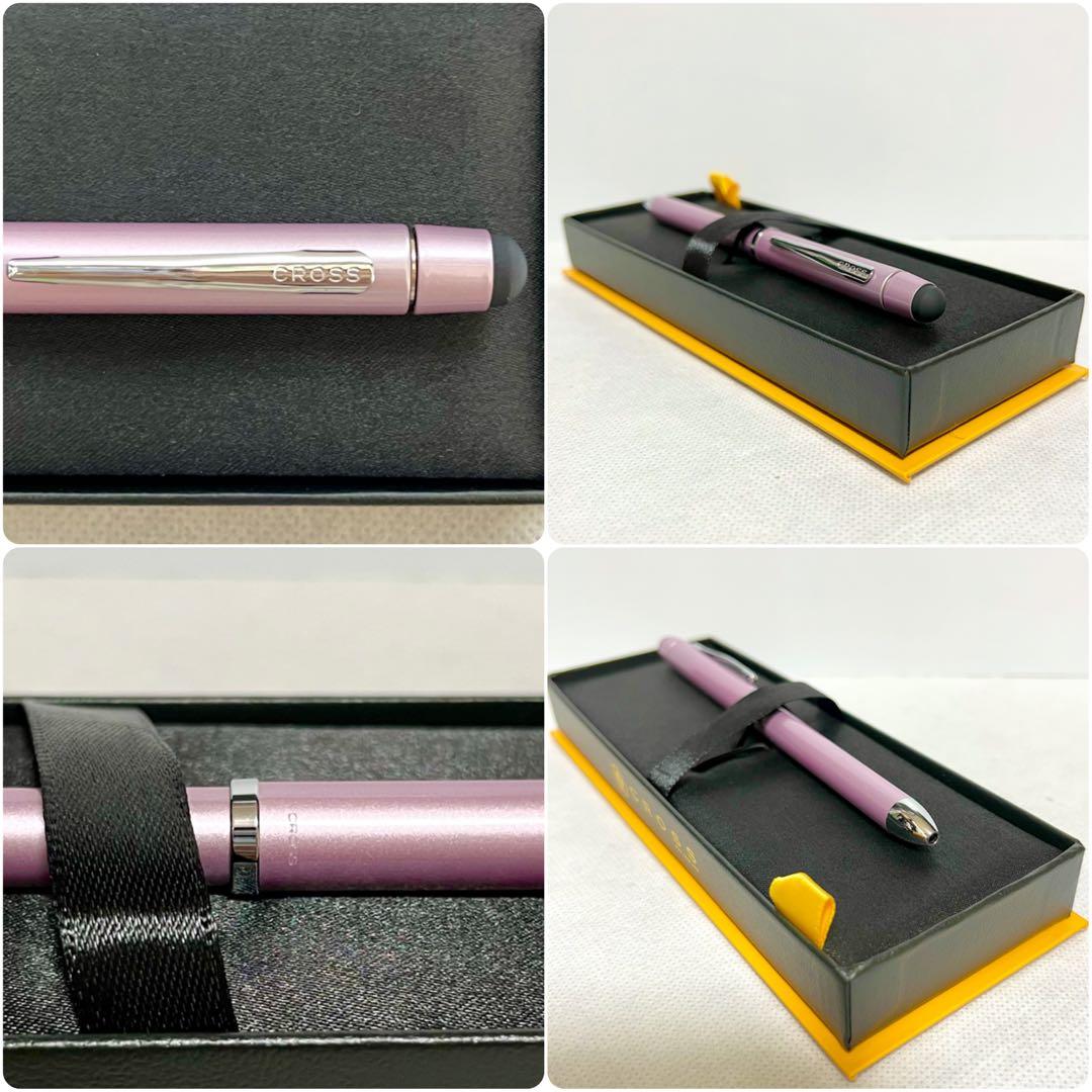 新品 CROSS TECH3+ Pink multi-function pen with black and red ballpoint tips, mechanical pencil, and stylus