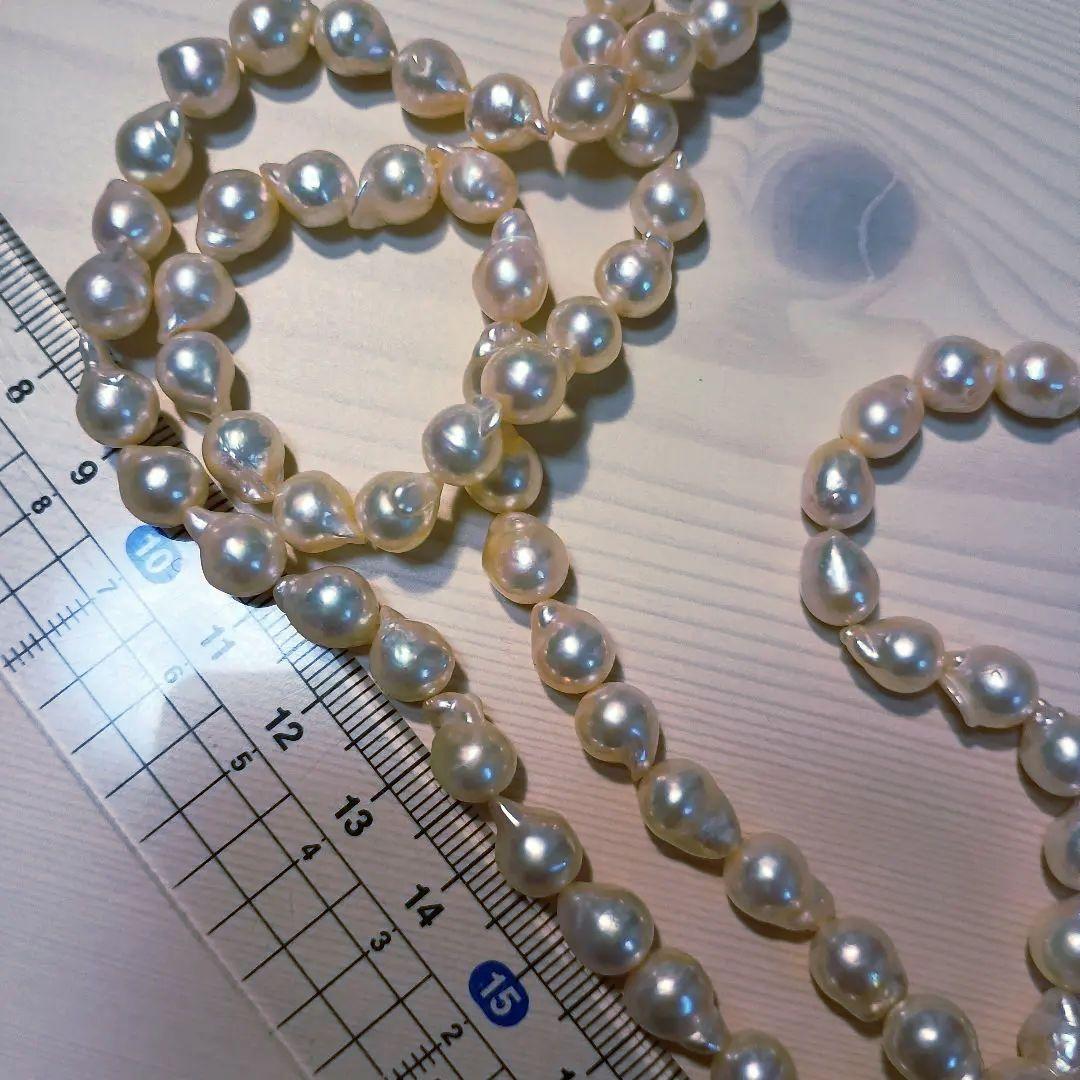 Two-row Akoya pearl necklace about 40cm long with clasp on white background