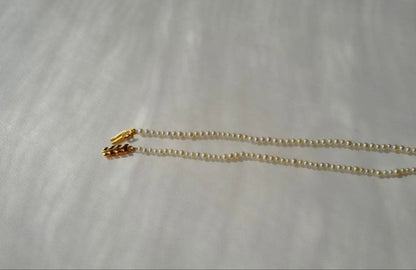 New Akoya pearl necklace featuring very small 3.0-2.0 mm baby mustard seed pearls, 44 cm length