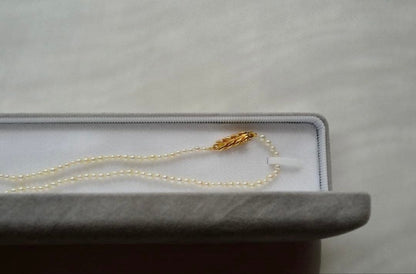 New Akoya pearl necklace featuring very small 3.0-2.0 mm baby mustard seed pearls, 44 cm length