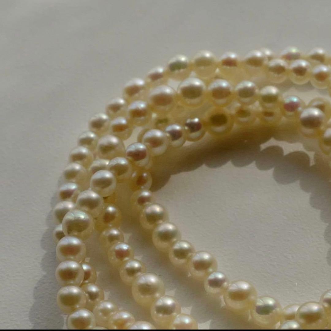 New Akoya pearl necklace featuring very small 3.0-2.0 mm baby mustard seed pearls, 44 cm length