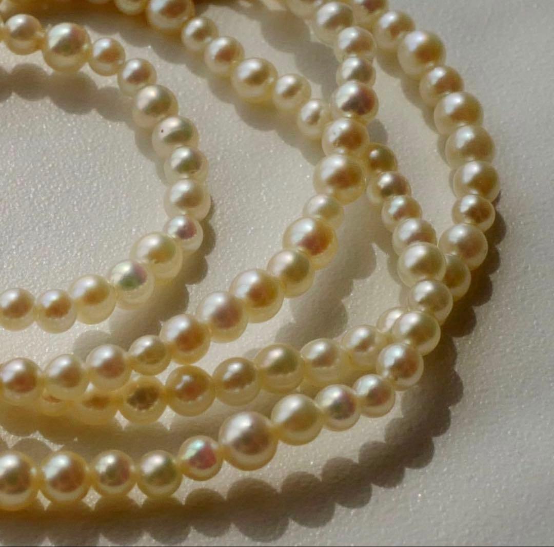 New Akoya pearl necklace featuring very small 3.0-2.0 mm baby mustard seed pearls, 44 cm length