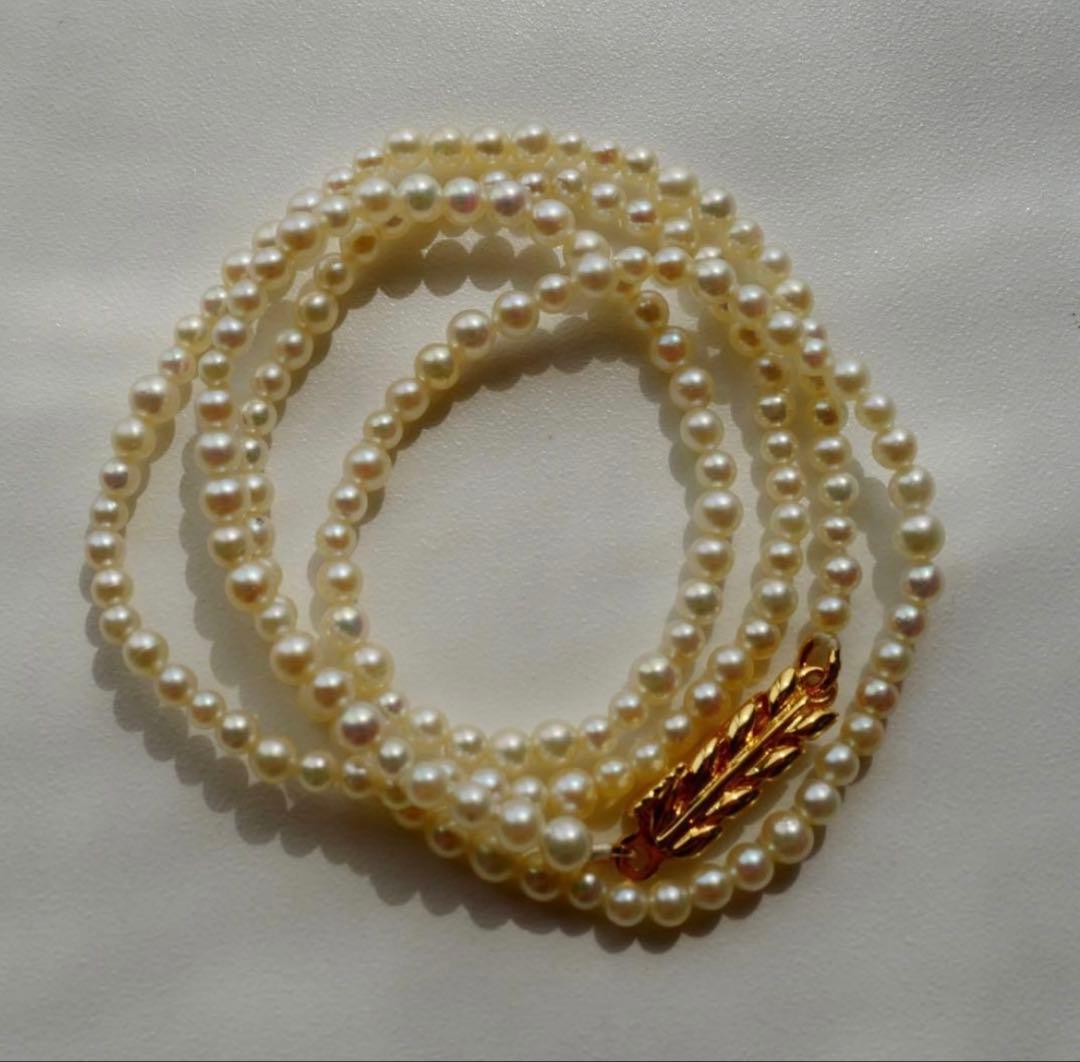 New Akoya pearl necklace featuring very small 3.0-2.0 mm baby mustard seed pearls, 44 cm length