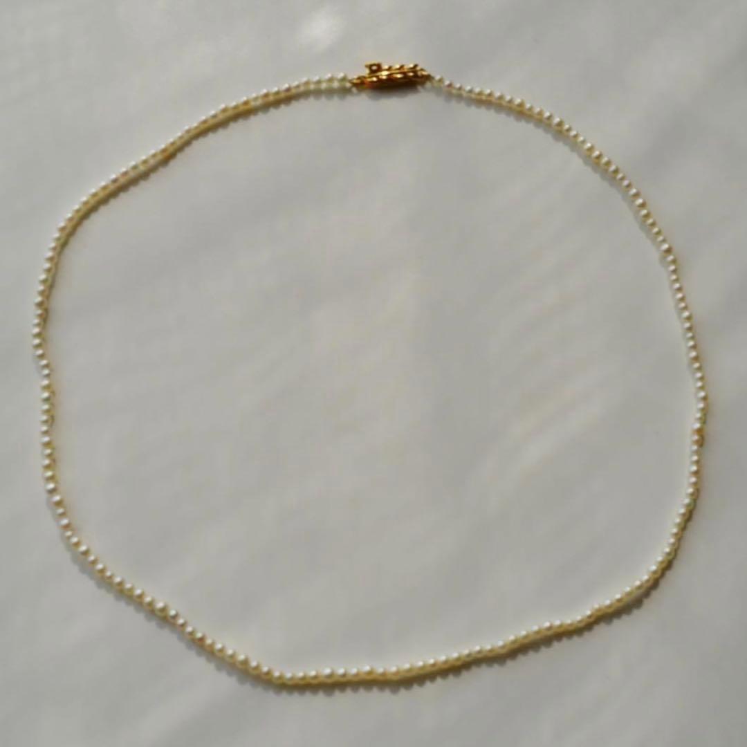 New Akoya pearl necklace featuring very small 3.0-2.0 mm baby mustard seed pearls, 44 cm length