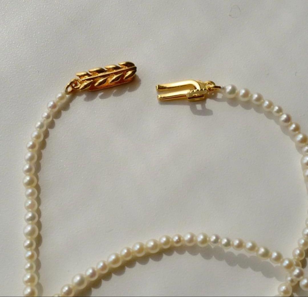 New Akoya pearl necklace featuring very small 3.0-2.0 mm baby mustard seed pearls, 44 cm length