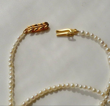 New Akoya pearl necklace featuring very small 3.0-2.0 mm baby mustard seed pearls, 44 cm length
