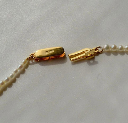 New Akoya pearl necklace featuring very small 3.0-2.0 mm baby mustard seed pearls, 44 cm length