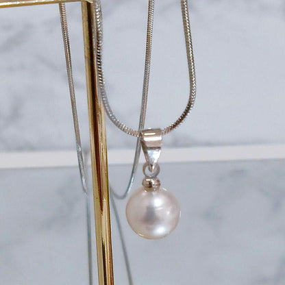 Akoya pearl necklace with 925 stamp, white pink pearls, detachable chain, approximately 40-45 cm length