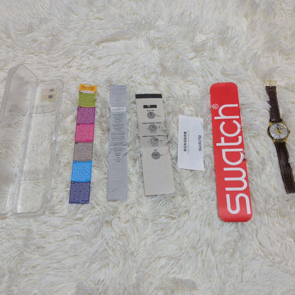 swatch Superb Condition Swatch Mechanical Leather Belt Watch with Stones Automatic Men's — Japanese