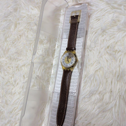 swatch Superb Condition Swatch Mechanical Leather Belt Watch with Stones Automatic Men's — Japanese