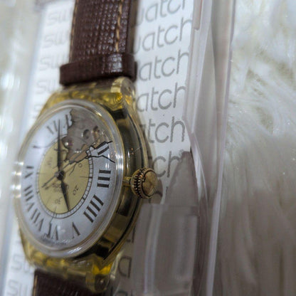 swatch Superb Condition Swatch Mechanical Leather Belt Watch with Stones Automatic Men's — Japanese