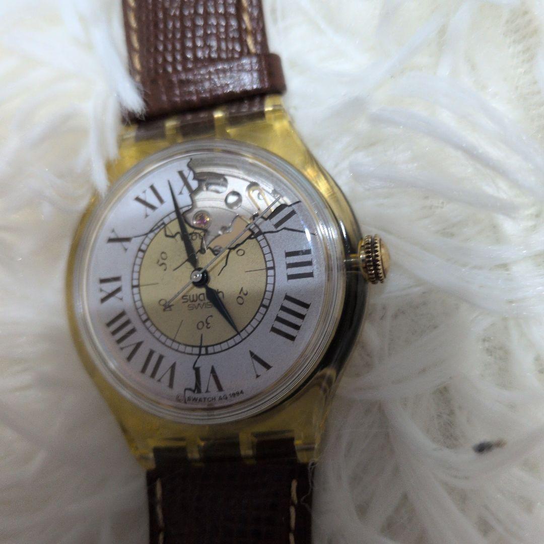 swatch Superb Condition Swatch Mechanical Leather Belt Watch with Stones Automatic Men's — Japanese