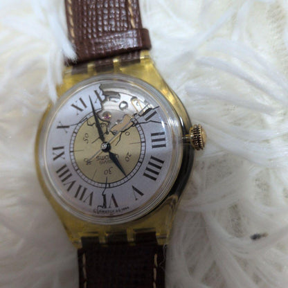 swatch Superb Condition Swatch Mechanical Leather Belt Watch with Stones Automatic Men's — Japanese