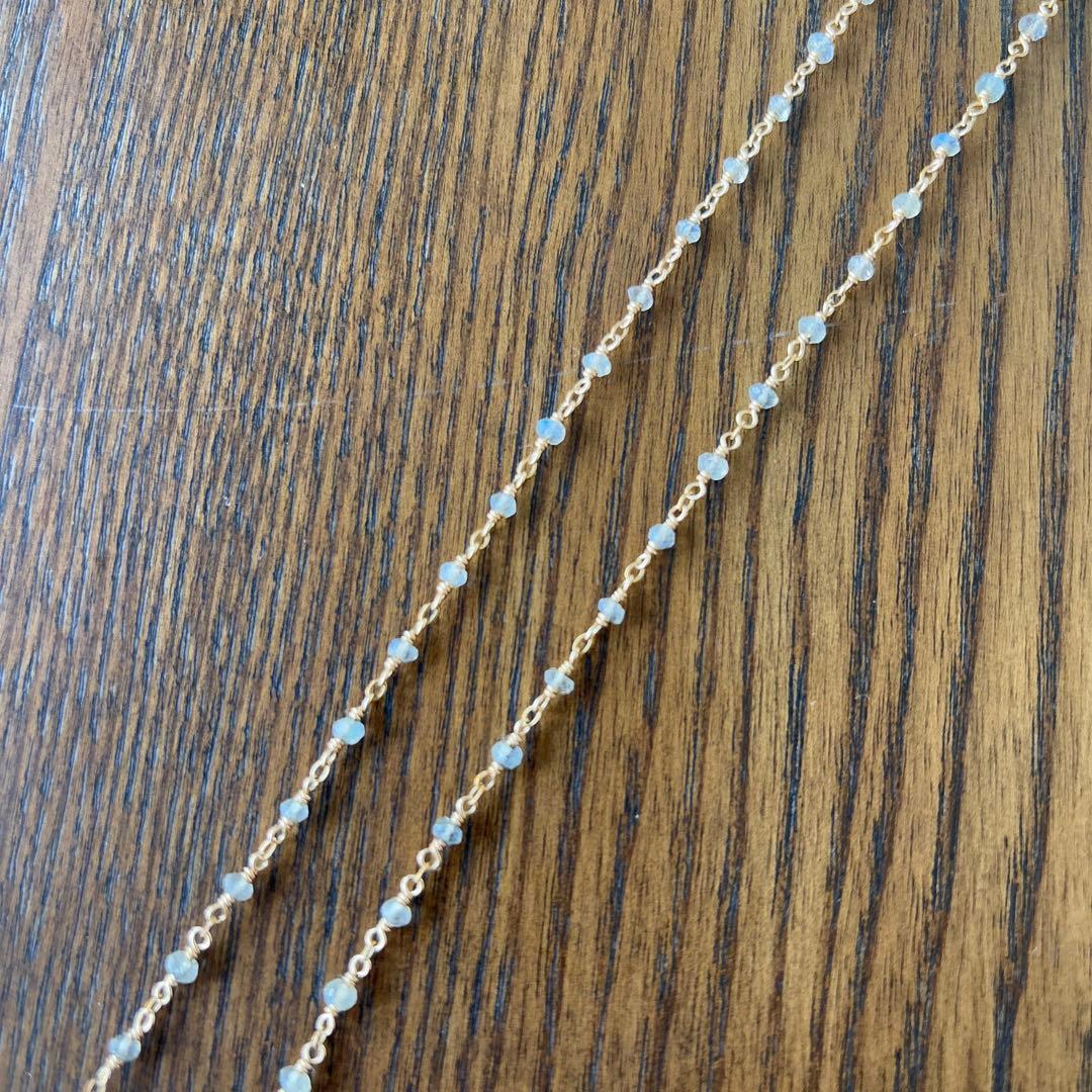 agete Stone Long Necklace approximately 90cm with adjustable clasp, showing slight darkening on clasp