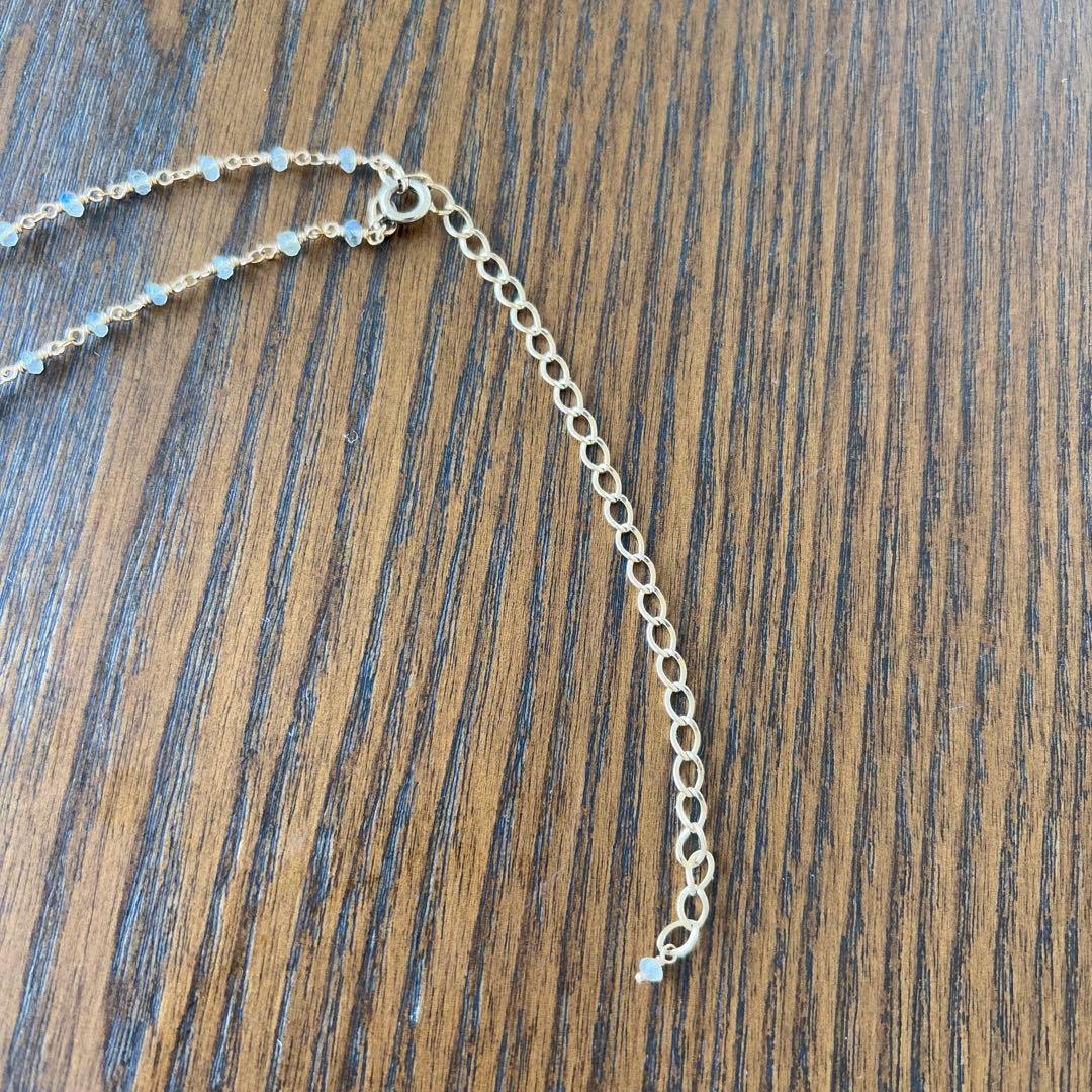 agete Stone Long Necklace approximately 90cm with adjustable clasp, showing slight darkening on clasp