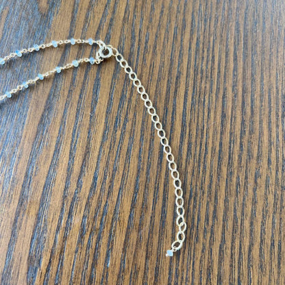 agete Stone Long Necklace approximately 90cm with adjustable clasp, showing slight darkening on clasp