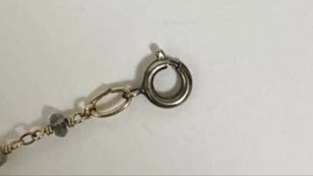 agete Stone Long Necklace approximately 90cm with adjustable clasp, showing slight darkening on clasp
