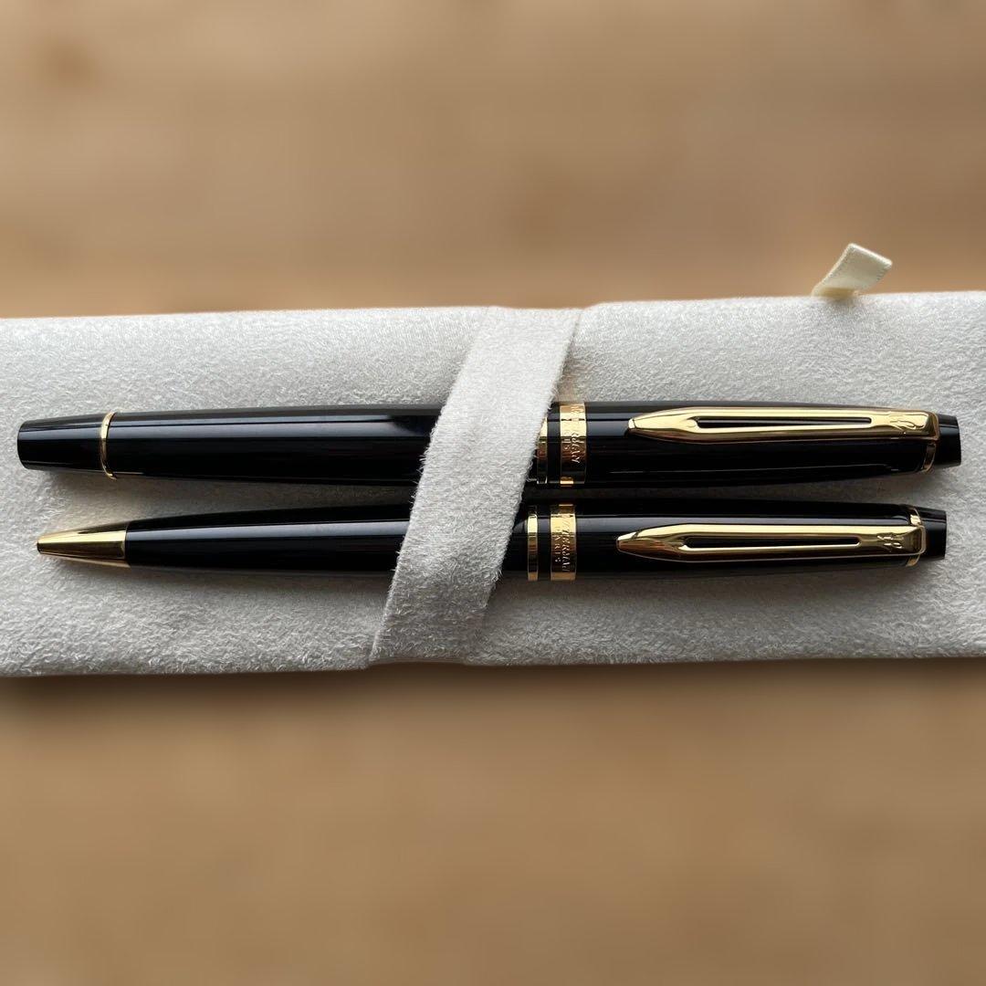 WATERMAN Expert Essential black metal ballpoint pen and fountain pen set with gift box and ink cartridge