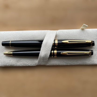 WATERMAN Expert Essential black metal ballpoint pen and fountain pen set with gift box and ink cartridge