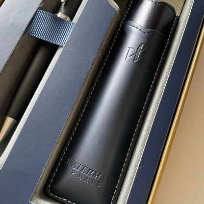New WATERMAN ballpoint pen with leather pen case in gift box