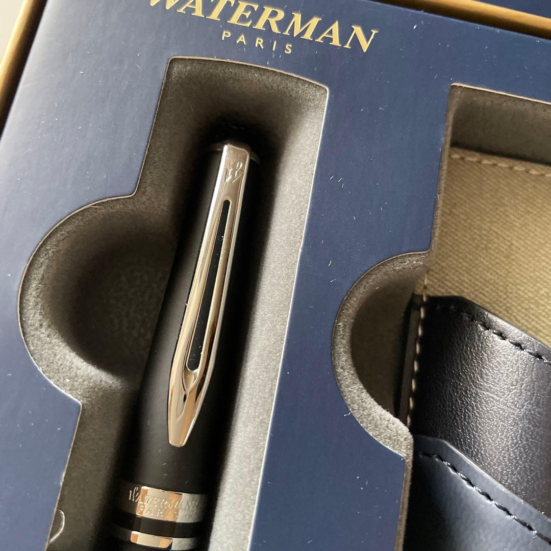 New WATERMAN ballpoint pen with leather pen case in gift box
