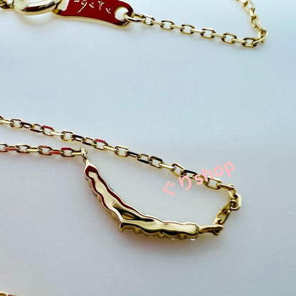 Agete K10 yellow gold necklace featuring 7 diamonds totaling 0.05ct with adjustable 40cm length
