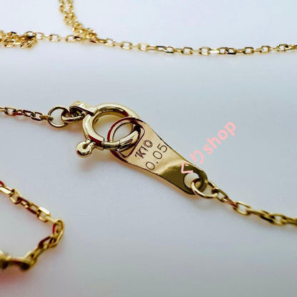 Agete K10 yellow gold necklace featuring 7 diamonds totaling 0.05ct with adjustable 40cm length