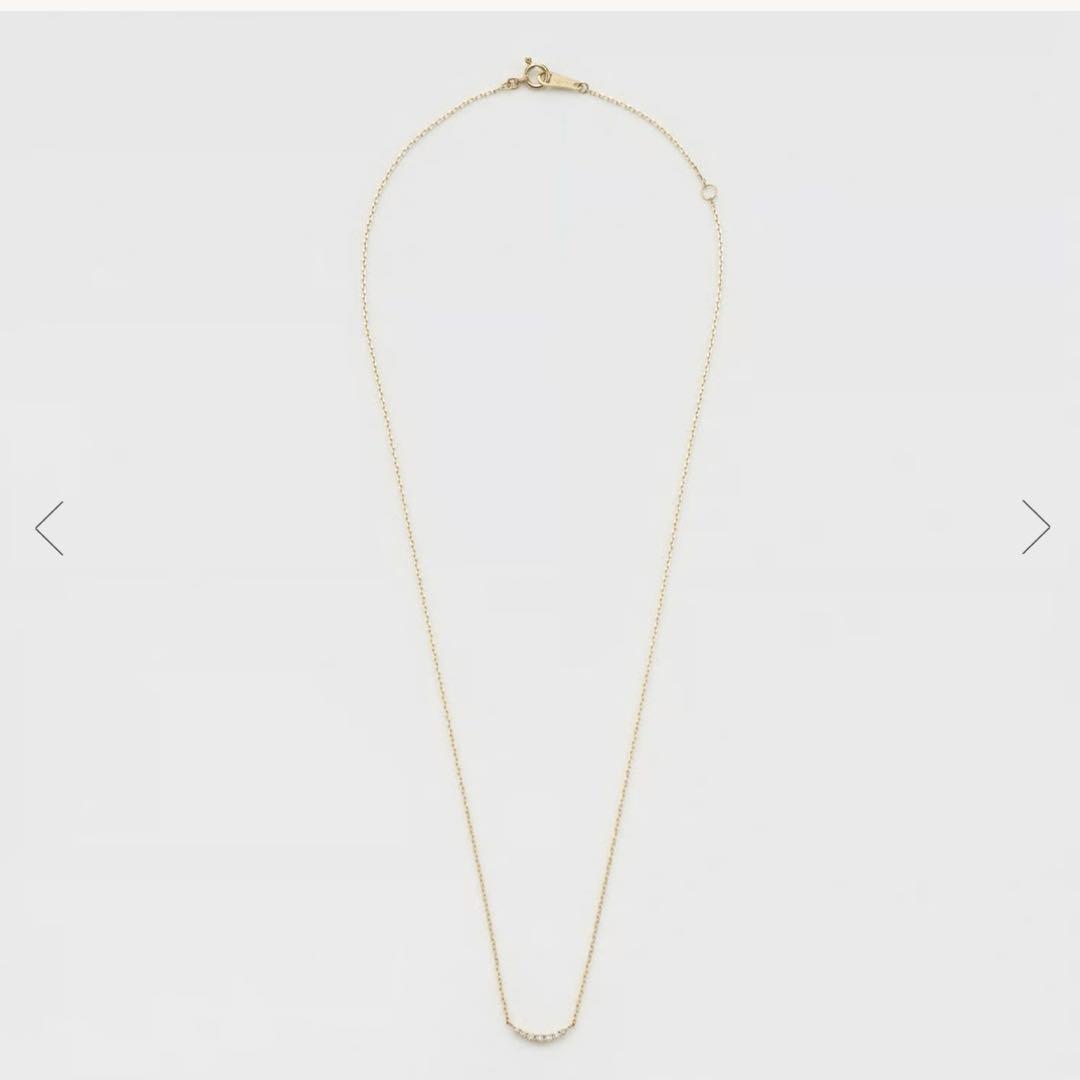 Agete K10 yellow gold necklace featuring 7 diamonds totaling 0.05ct with adjustable 40cm length