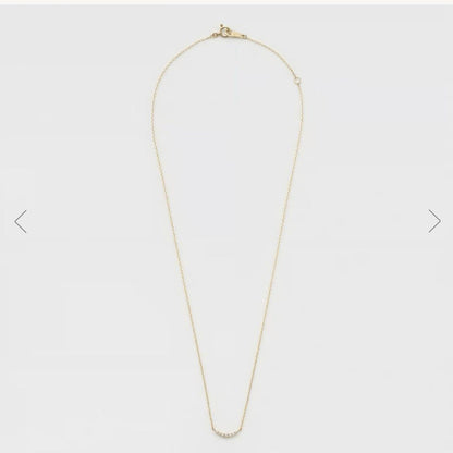 Agete K10 yellow gold necklace featuring 7 diamonds totaling 0.05ct with adjustable 40cm length