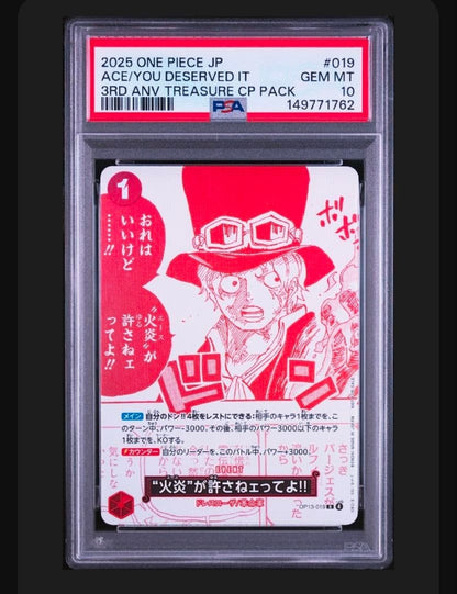 PSA 10 One Piece Fire Fist — OP13-019 — Japanese