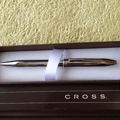 New unused Cross Ballpoint Pen in its original box with sleek silver and black design
