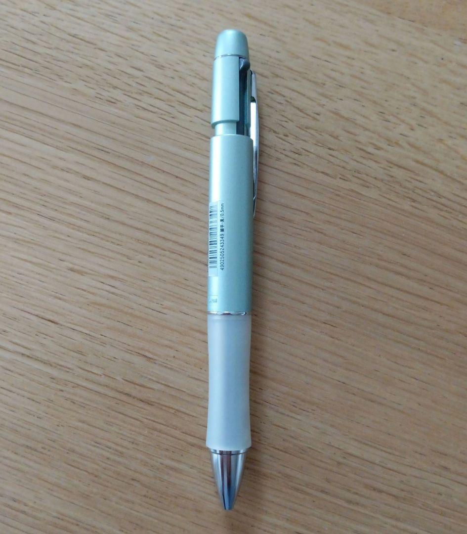 Pilot Dr. Grip 1+1 multi-function pen with metallic light blue barrel and 0.5mm black ballpoint tip