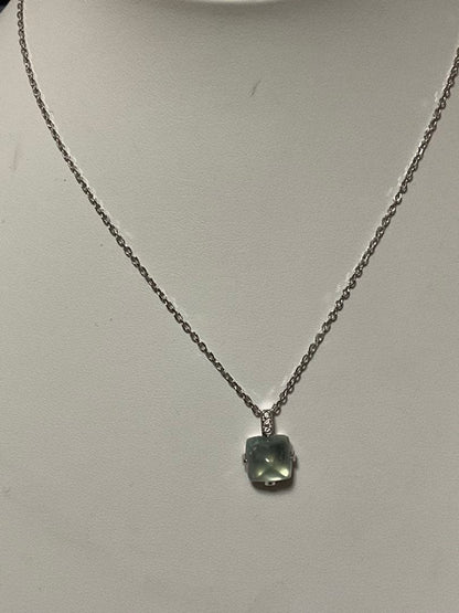 Mikimoto Prehnite Necklace in white gold K18WG with 5.33 ct prehnite gemstone on a 40 cm chain