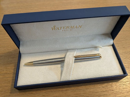 WATERMAN gold and silver ballpoint pen body only with aged stained case from 2015
