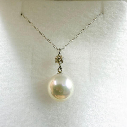 Pt900 Pt850 Akoya pearl diamond necklace with 8.3mm pearl and 40cm chain