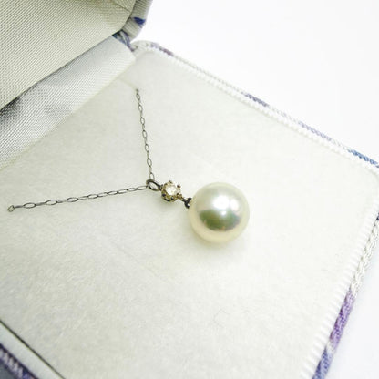 Pt900 Pt850 Akoya pearl diamond necklace with 8.3mm pearl and 40cm chain