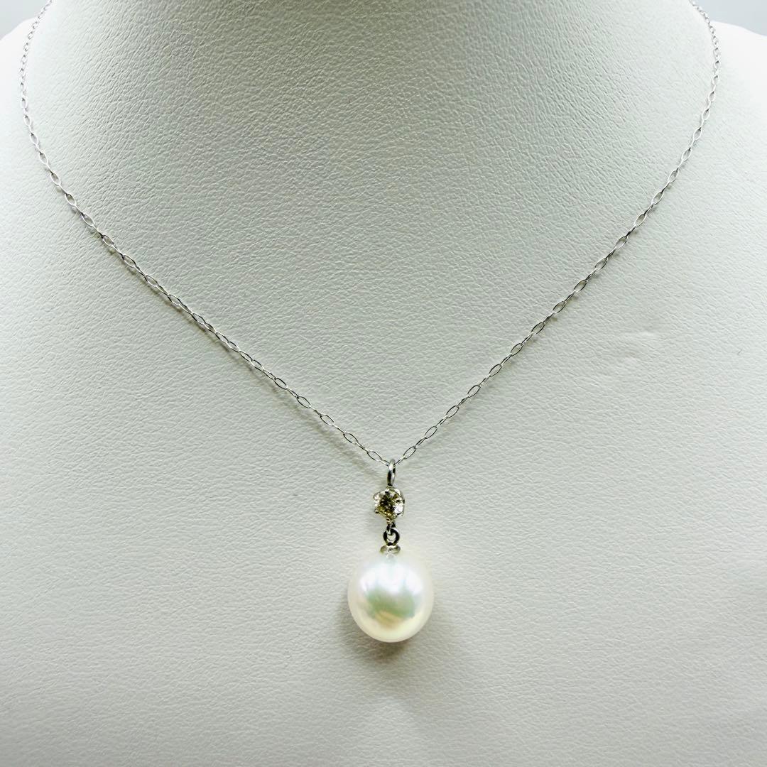 Pt900 Pt850 Akoya pearl diamond necklace with 8.3mm pearl and 40cm chain
