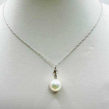 Pt900 Pt850 Akoya pearl diamond necklace with 8.3mm pearl and 40cm chain