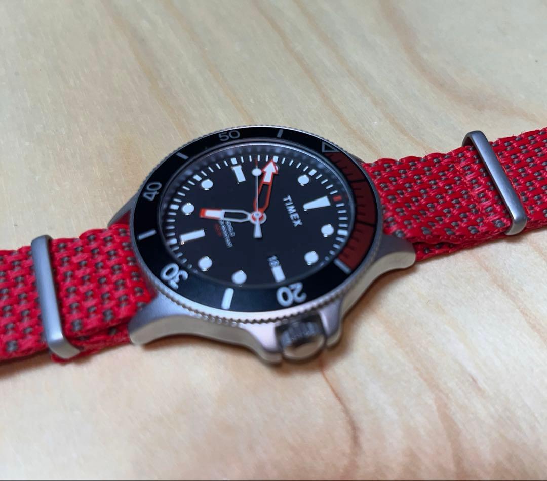 TIMEX Red Nylon Belt Quartz Men's Watch — Japanese